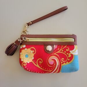 Spartina 449 Linen and Leather Wristlet with tassel